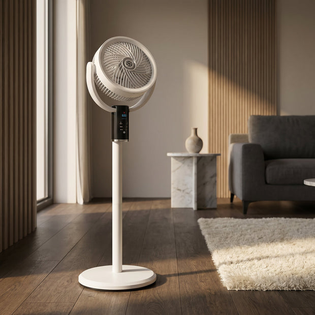 Tystgående golvfläkt med oscillation – 8 hastigheter & justerbar höjd
