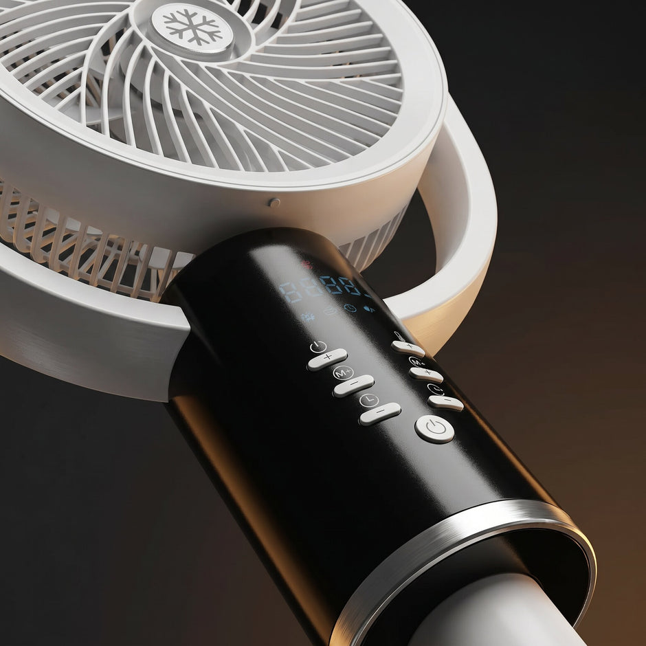 Tystgående golvfläkt med oscillation – 8 hastigheter & justerbar höjd