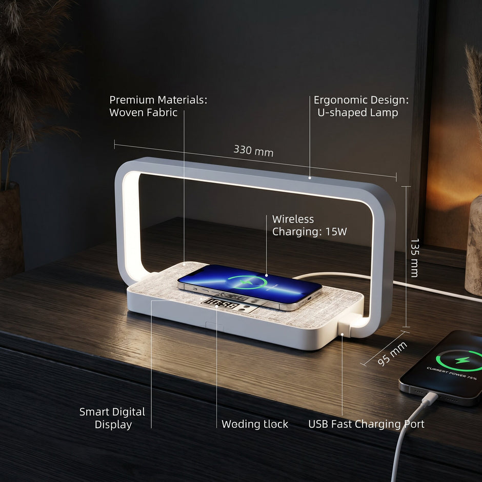 LED-Bordslampa med 10W Trådlös Laddning & Touchkontroll