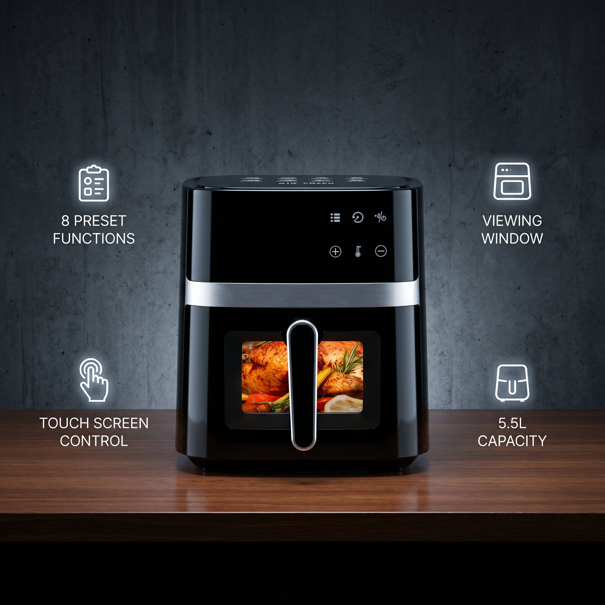 Air Fryer 5,5L – Digital Varmluftsfritös med Display (enkel att använda)