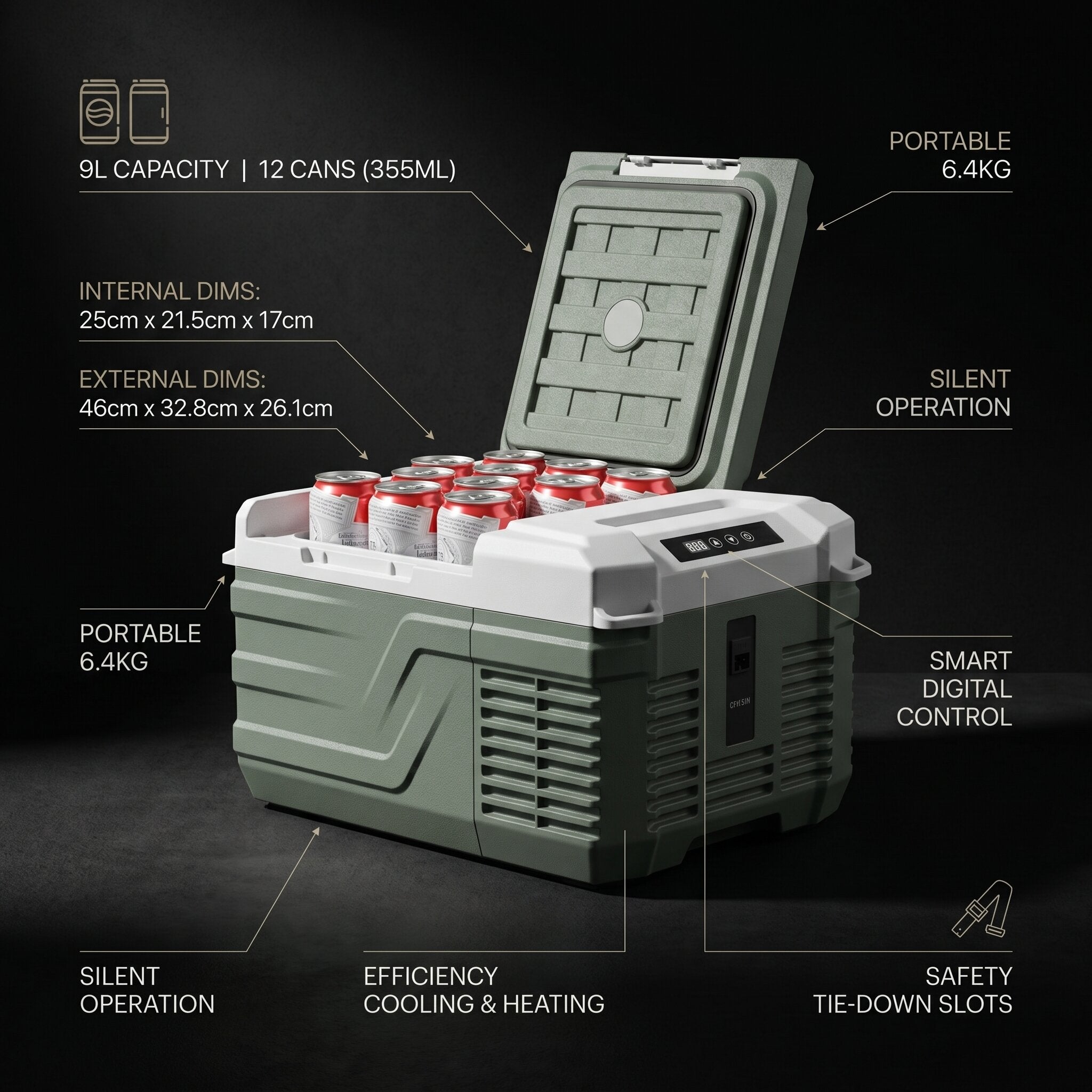 Portabel Kylbox 9L – För Bil, Camping & Resor